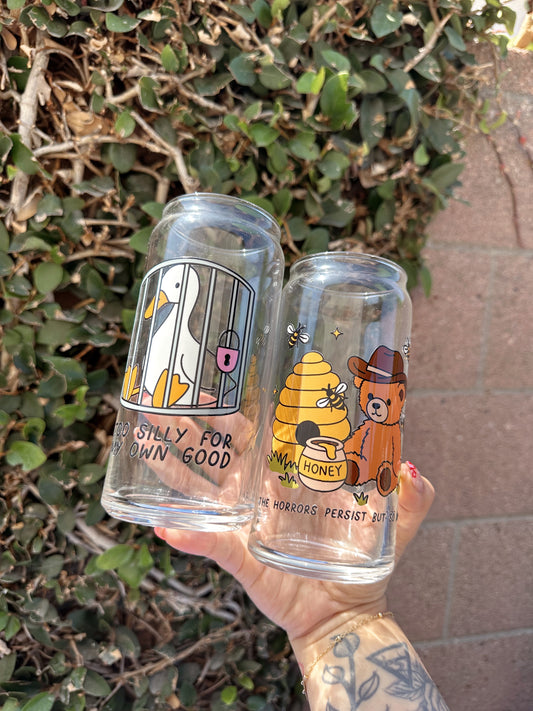 The Horrors Persist But So Do I Glass Cup