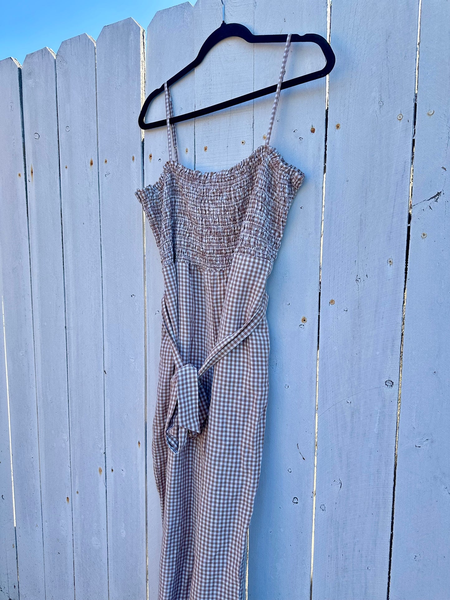 Large Neutral Gingham Jumpsuit