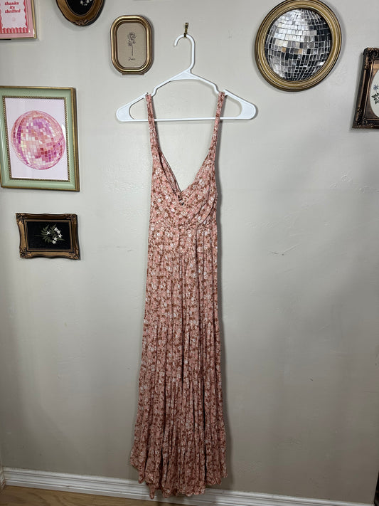 Small Pink Floral Midi Dress