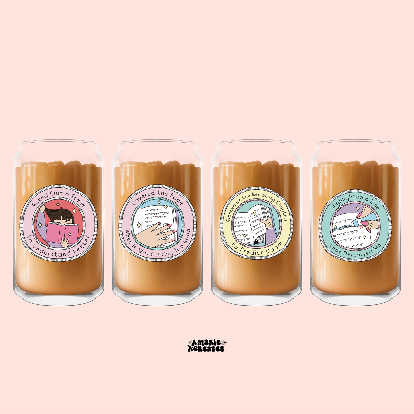 Relatable Bookish Quotes Glass Cup