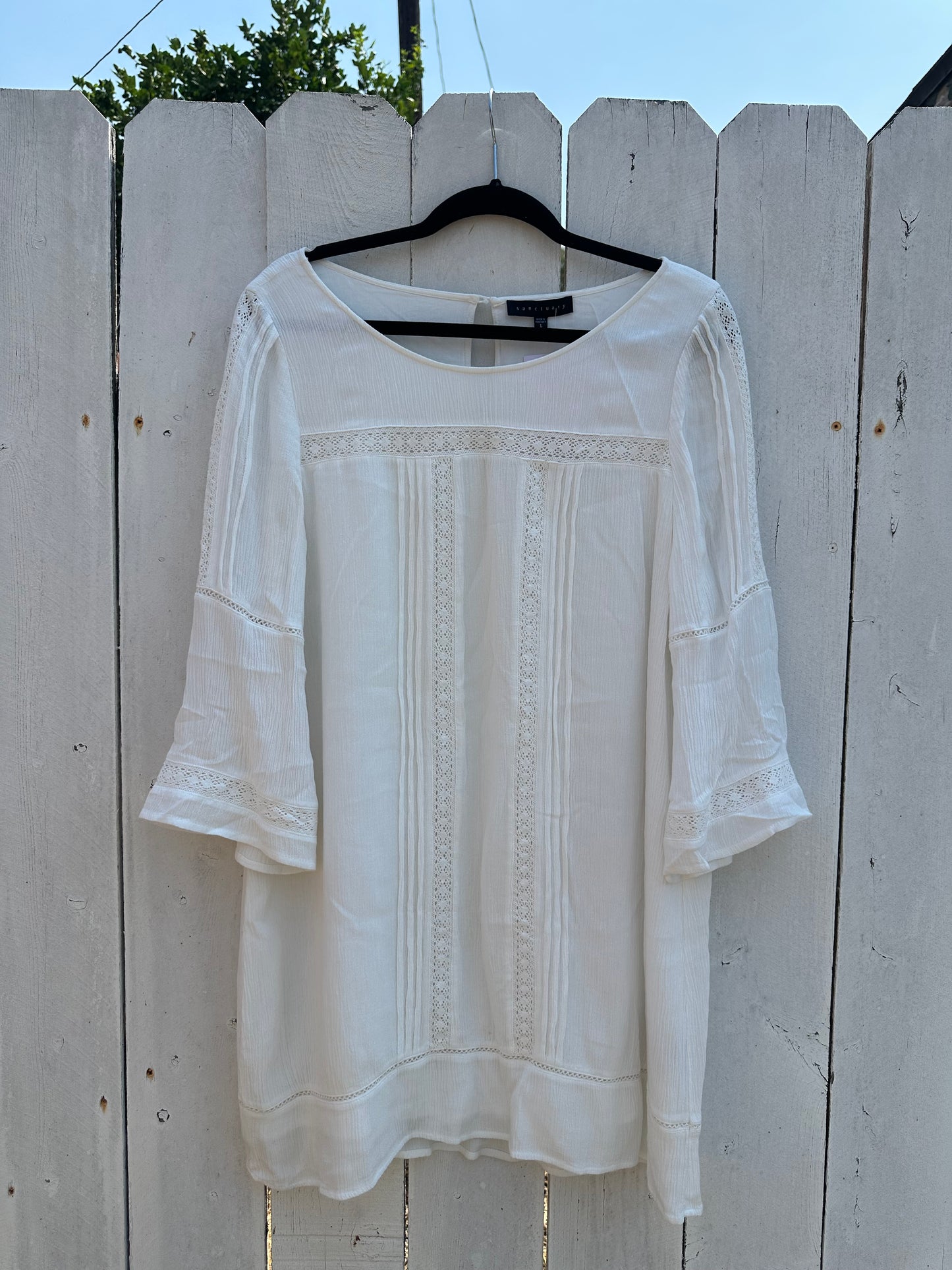 Large White Flare Sleeve Dress