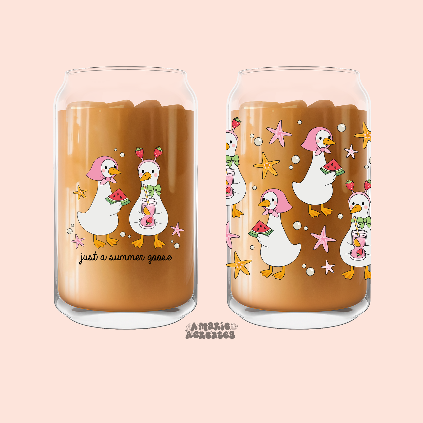 Silly Summer Goose Glass Cup