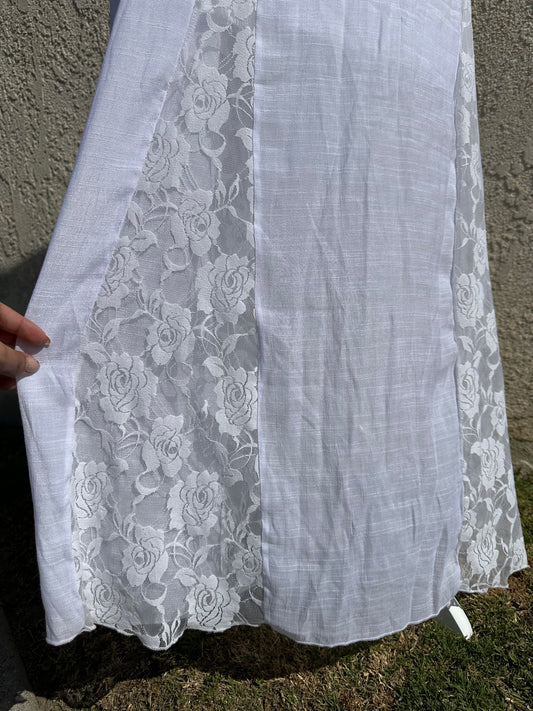 1X White Lace Detail Dress