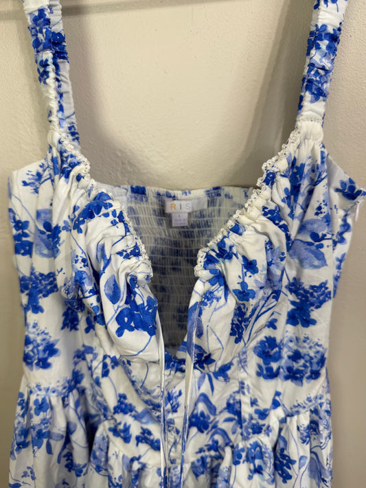 Large Floral Blue Dress