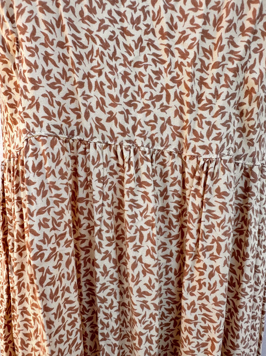 Small (Size 4) Neutral Leaf Dress