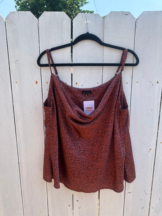 3XL Patterned Satin Tank Top