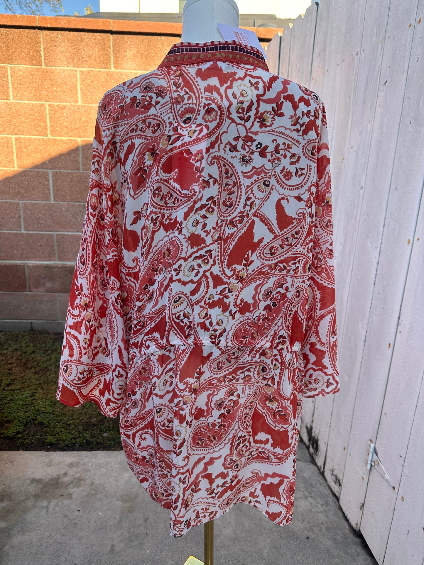 L/XL Floral Burnt Orange Kimono