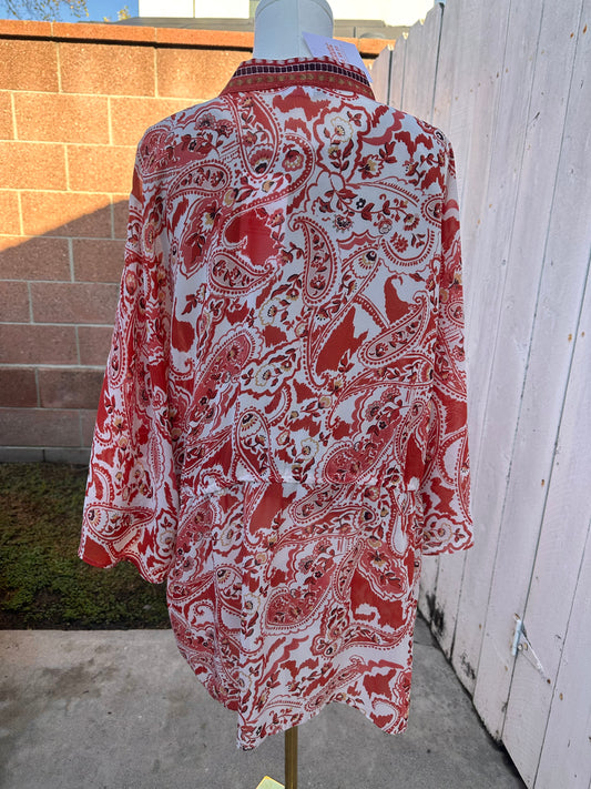 L/XL Floral Burnt Orange Kimono