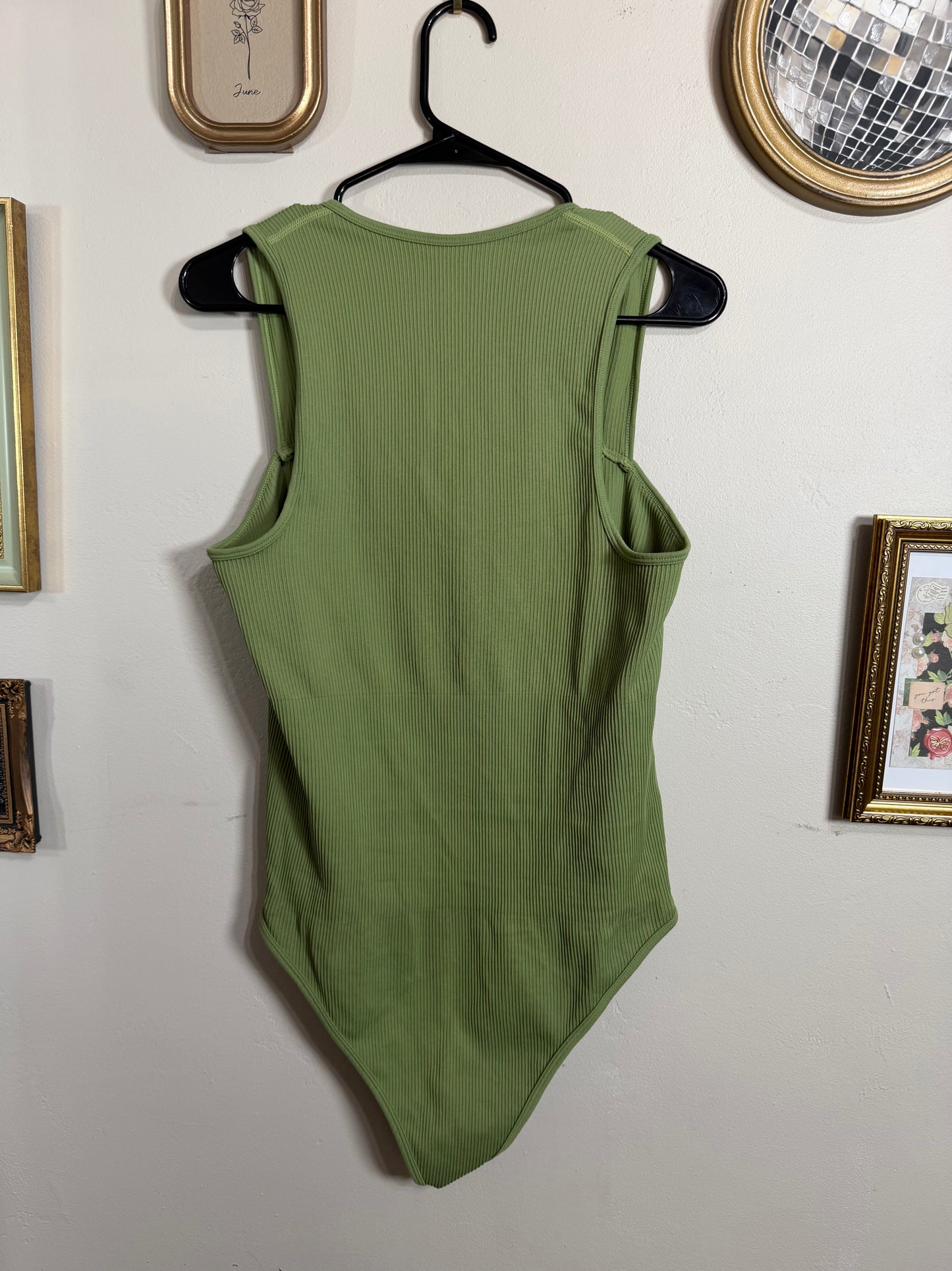 XXL Green Ribbed Bodysuit