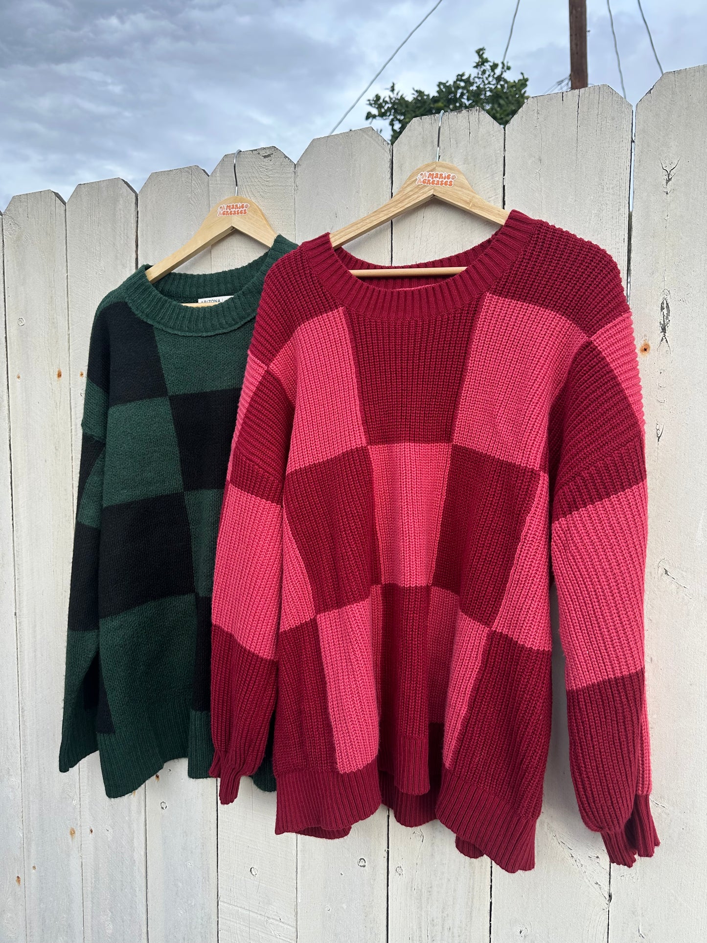 Large Green Checkered Sweater