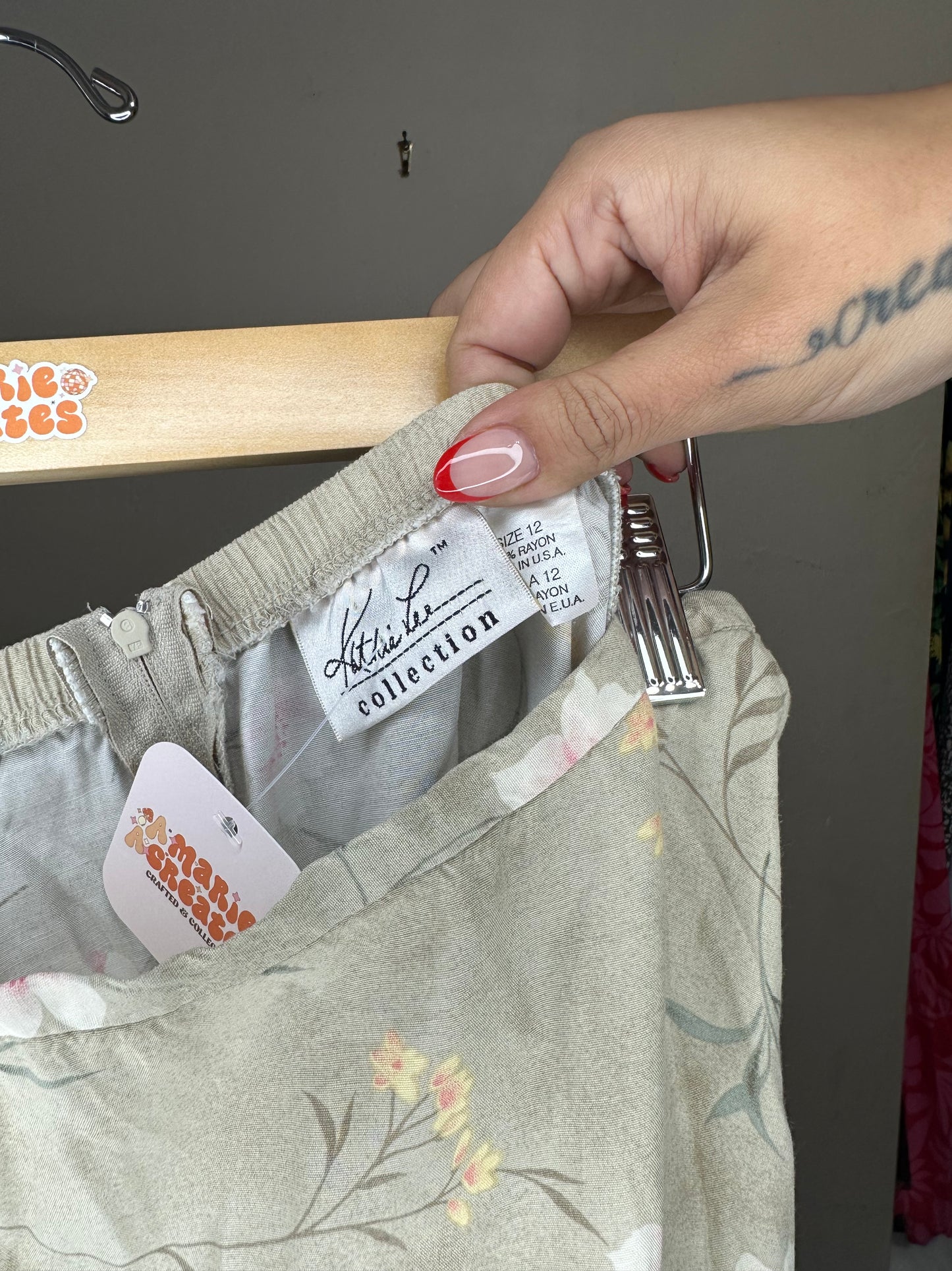 Size 12 (M/L) Sage Floral Skirt