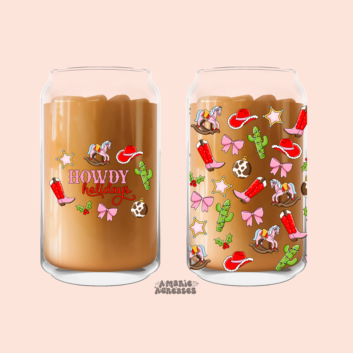 Howdy Holidays Glass Cup