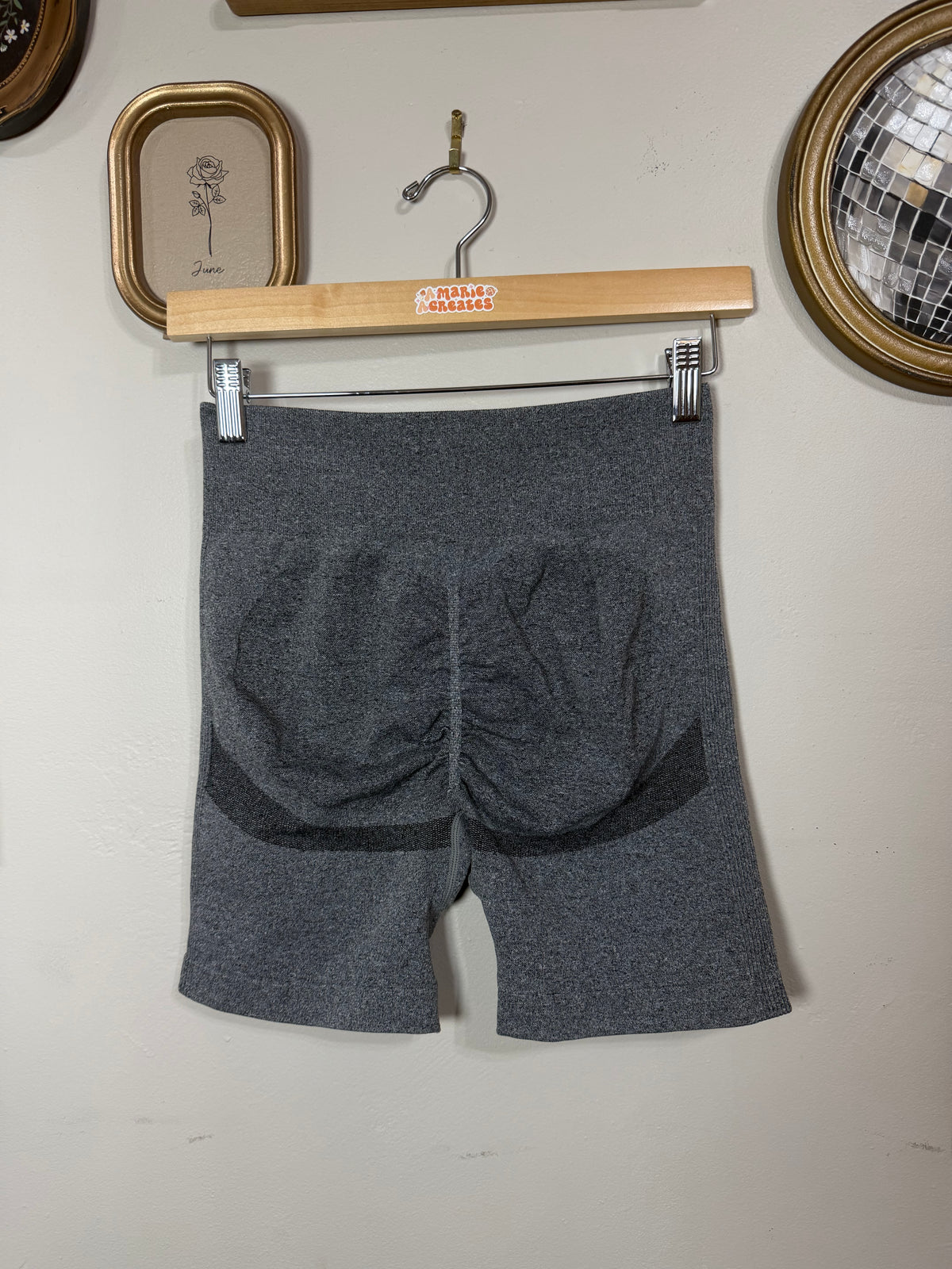 Large (Best for Med) Grey Biker Workout Shorts