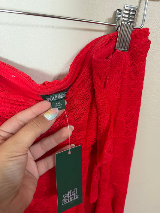 XXL NWT Red Lace Maxi Strapless Dress