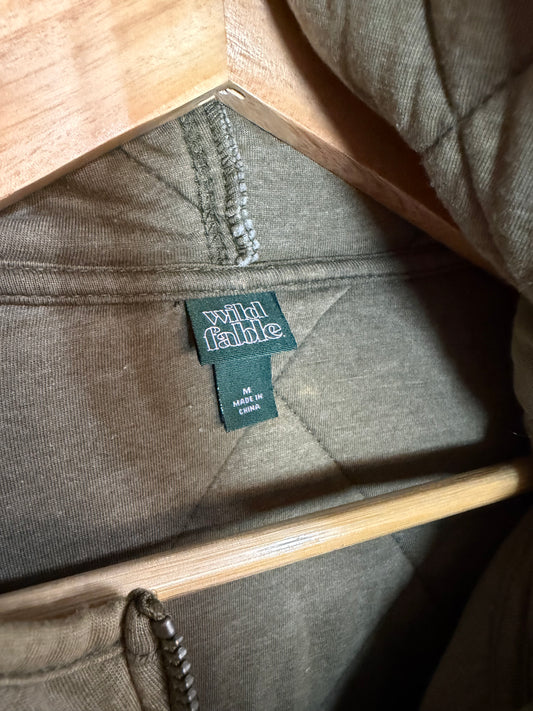 Medium Green Zip Up Quilted Hoodie