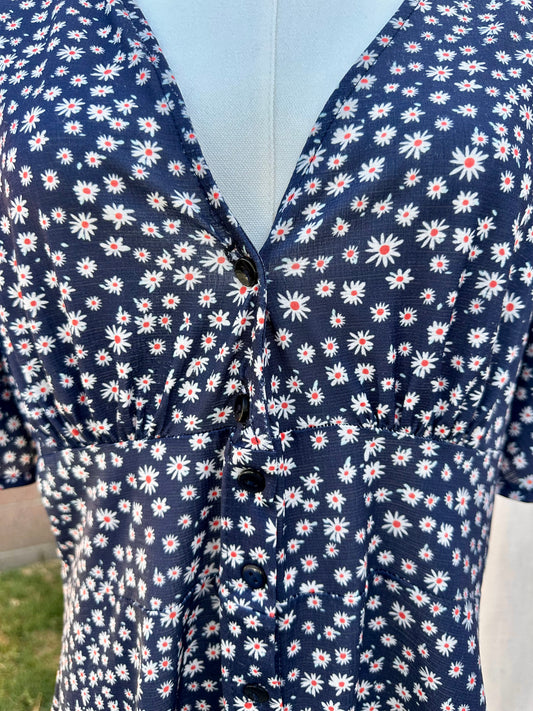 XL Floral Blue Dress