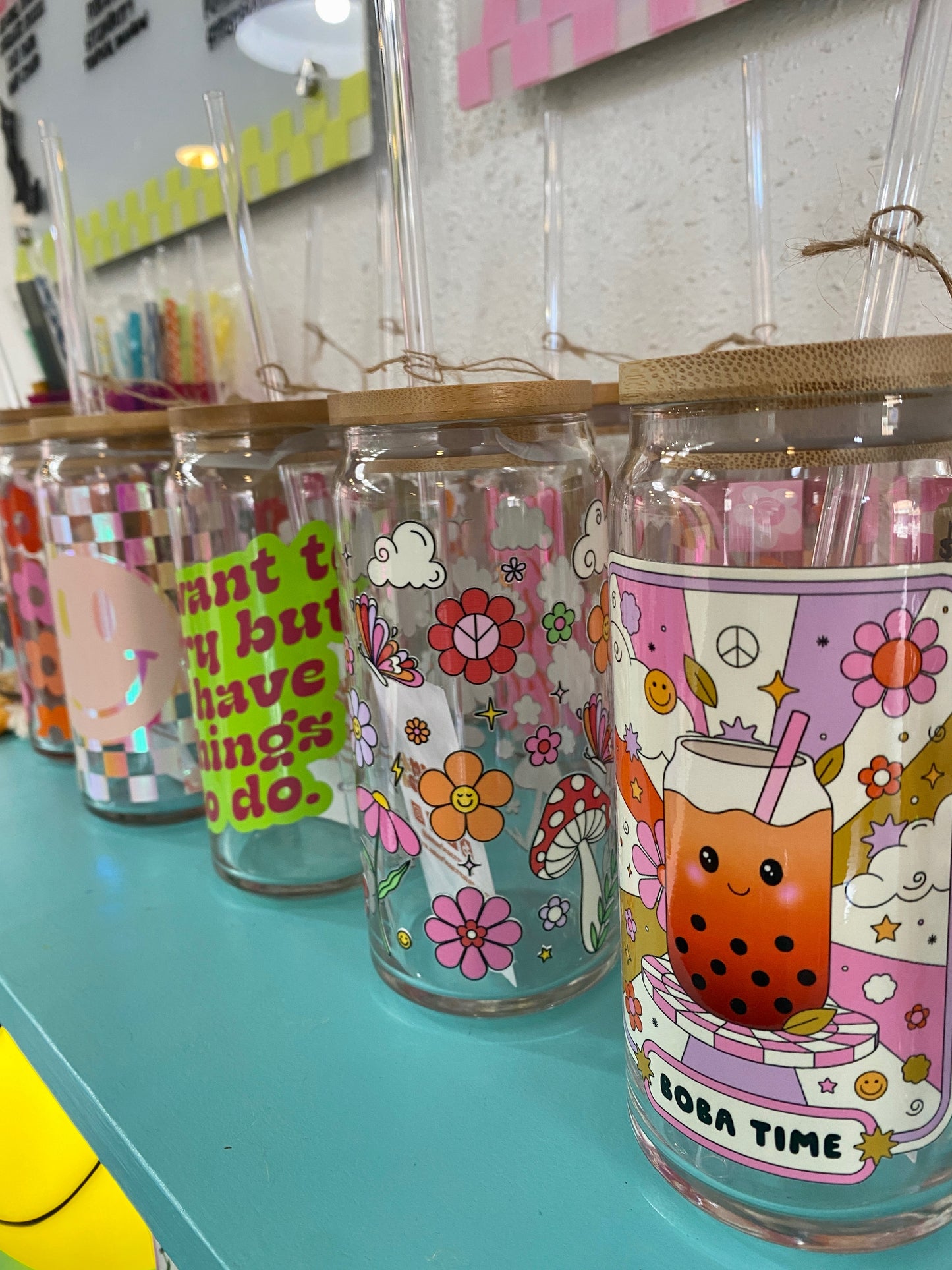 Boba Time Glass Cup