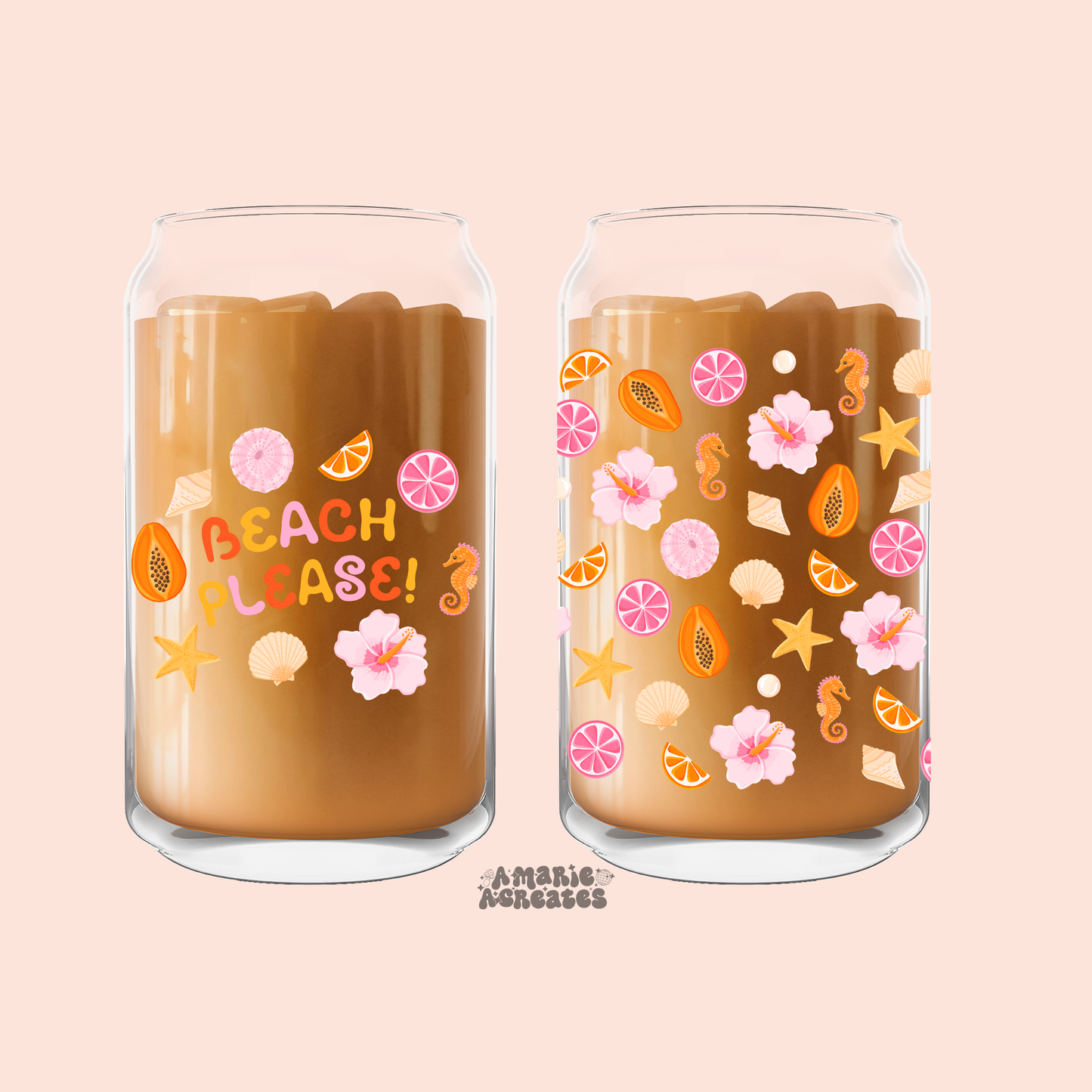 Beach Please Glass Cup