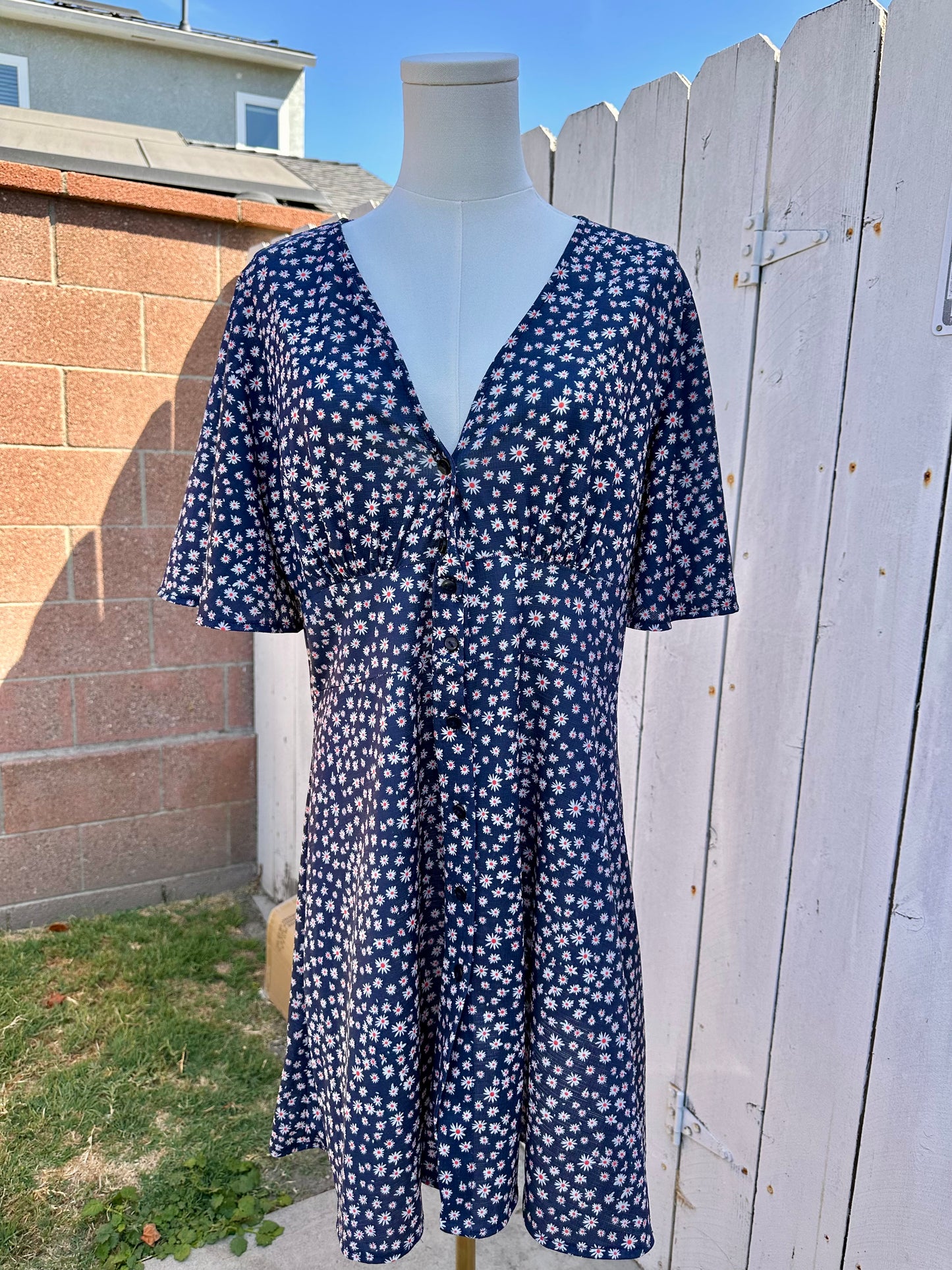 XL Floral Blue Dress