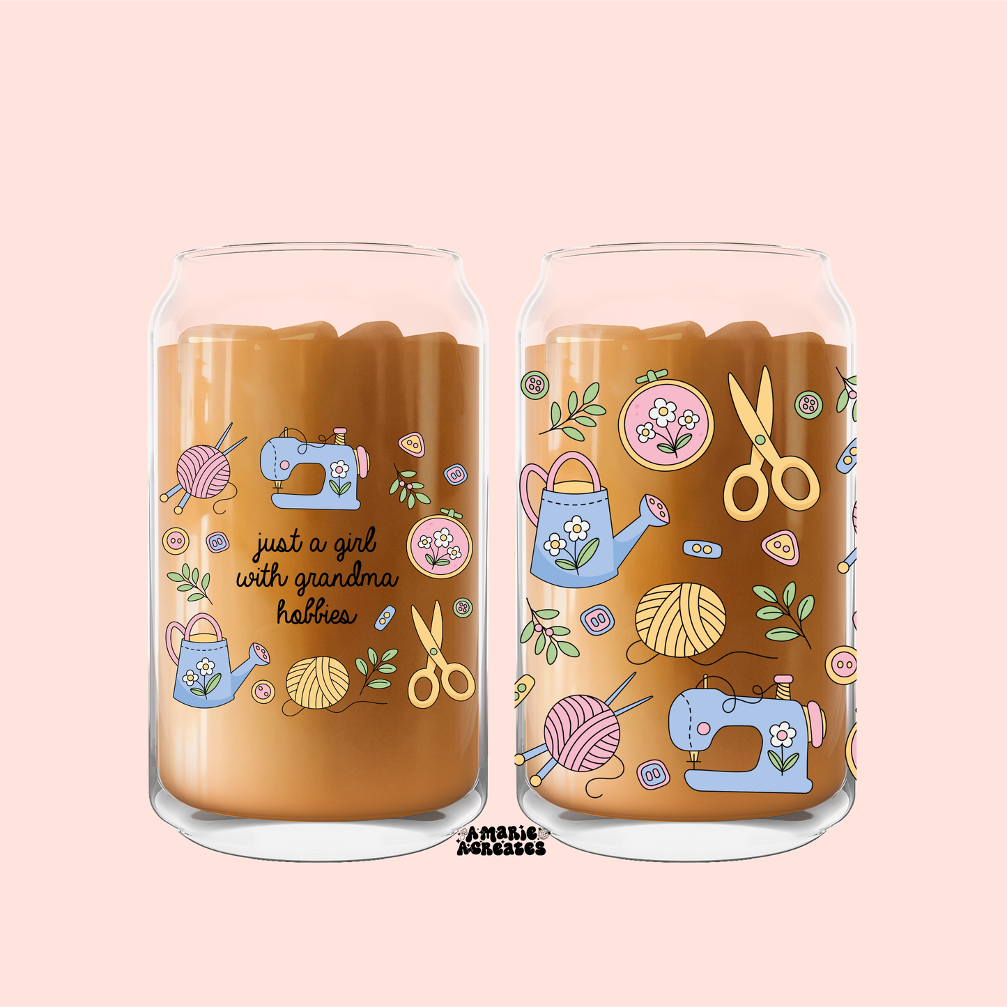 Just A Girl With Grandma Hobbies Glass Cup