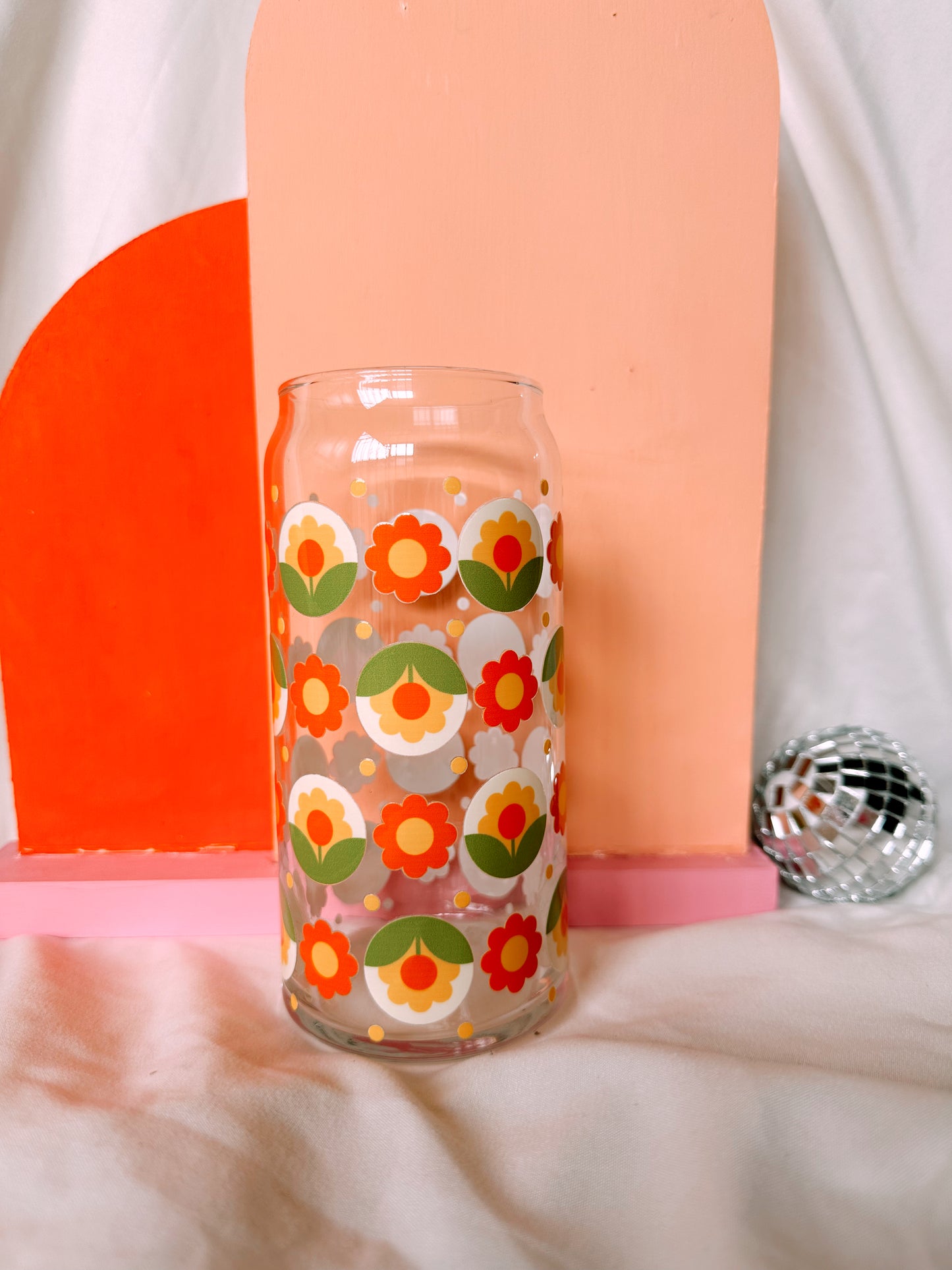 70s Floral Field Glass Cup
