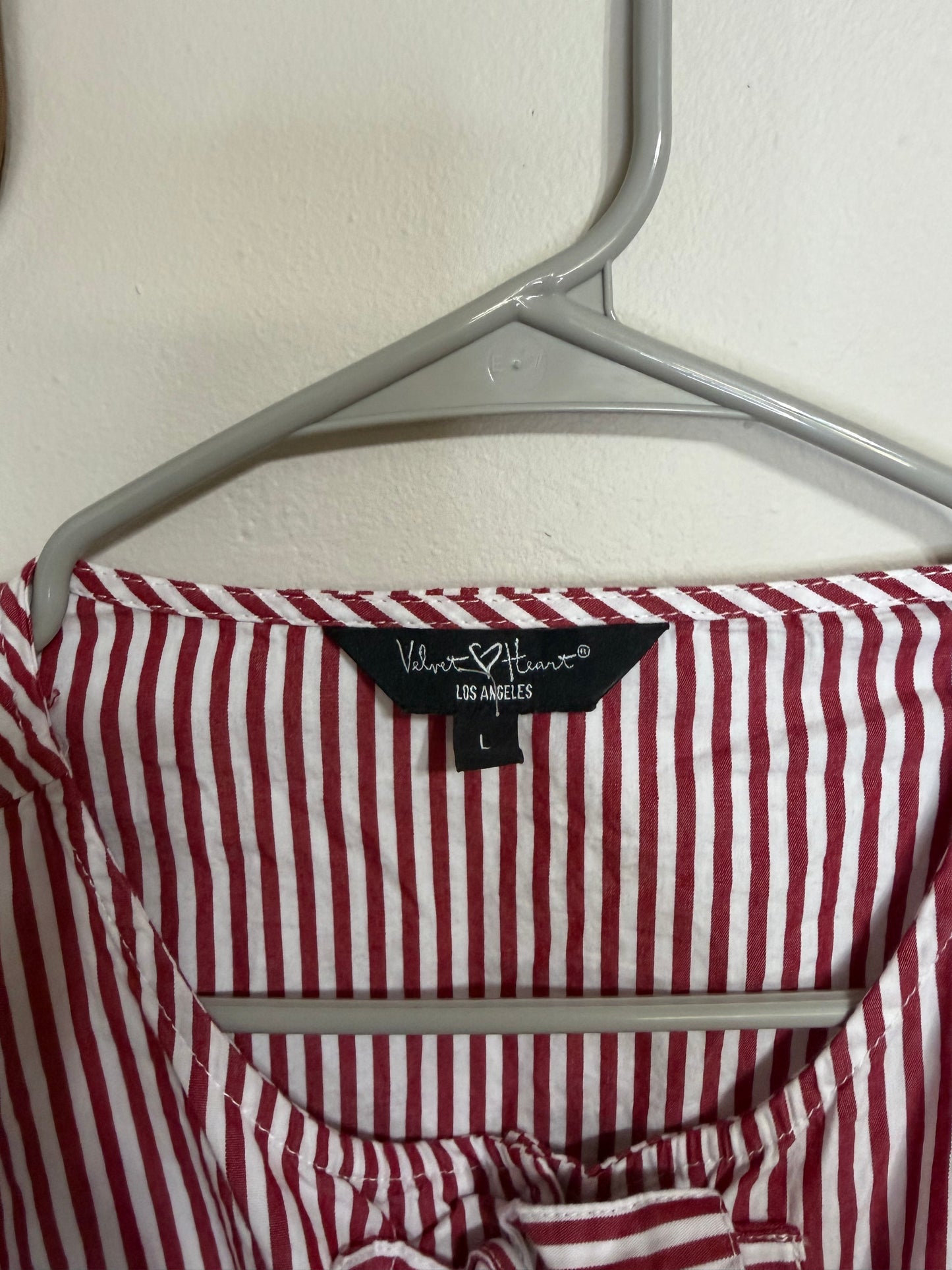 Large Red/White Peplum Tie Top