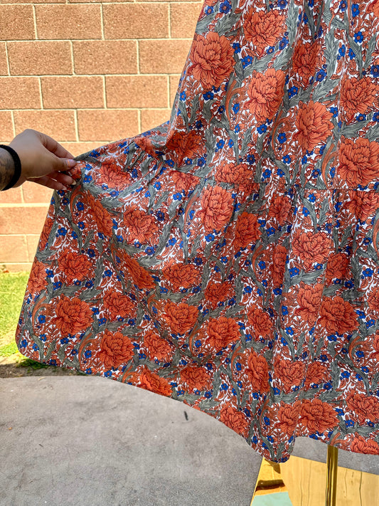 Small Peony Pattern Dress