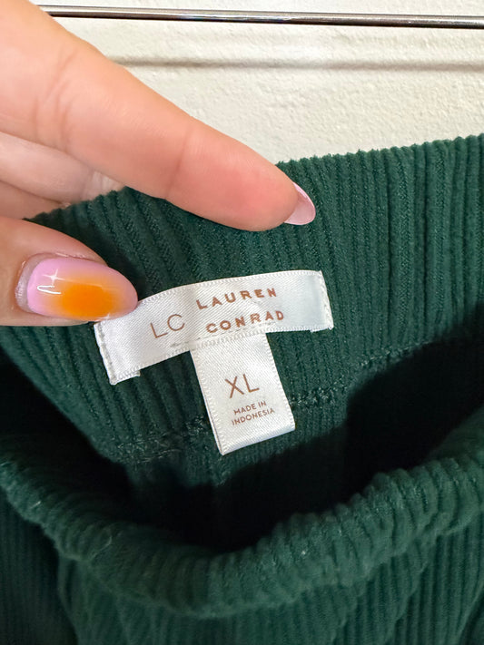 XL Green Ribbed Wide Leg Pants
