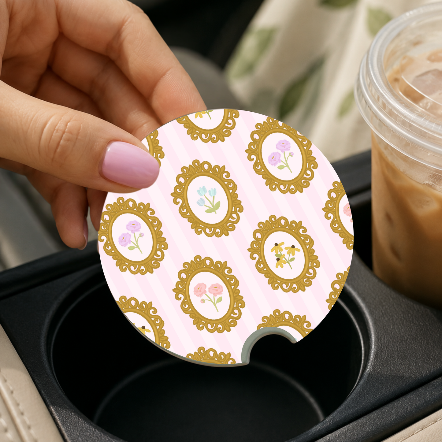 Floral Frames Car Coaster