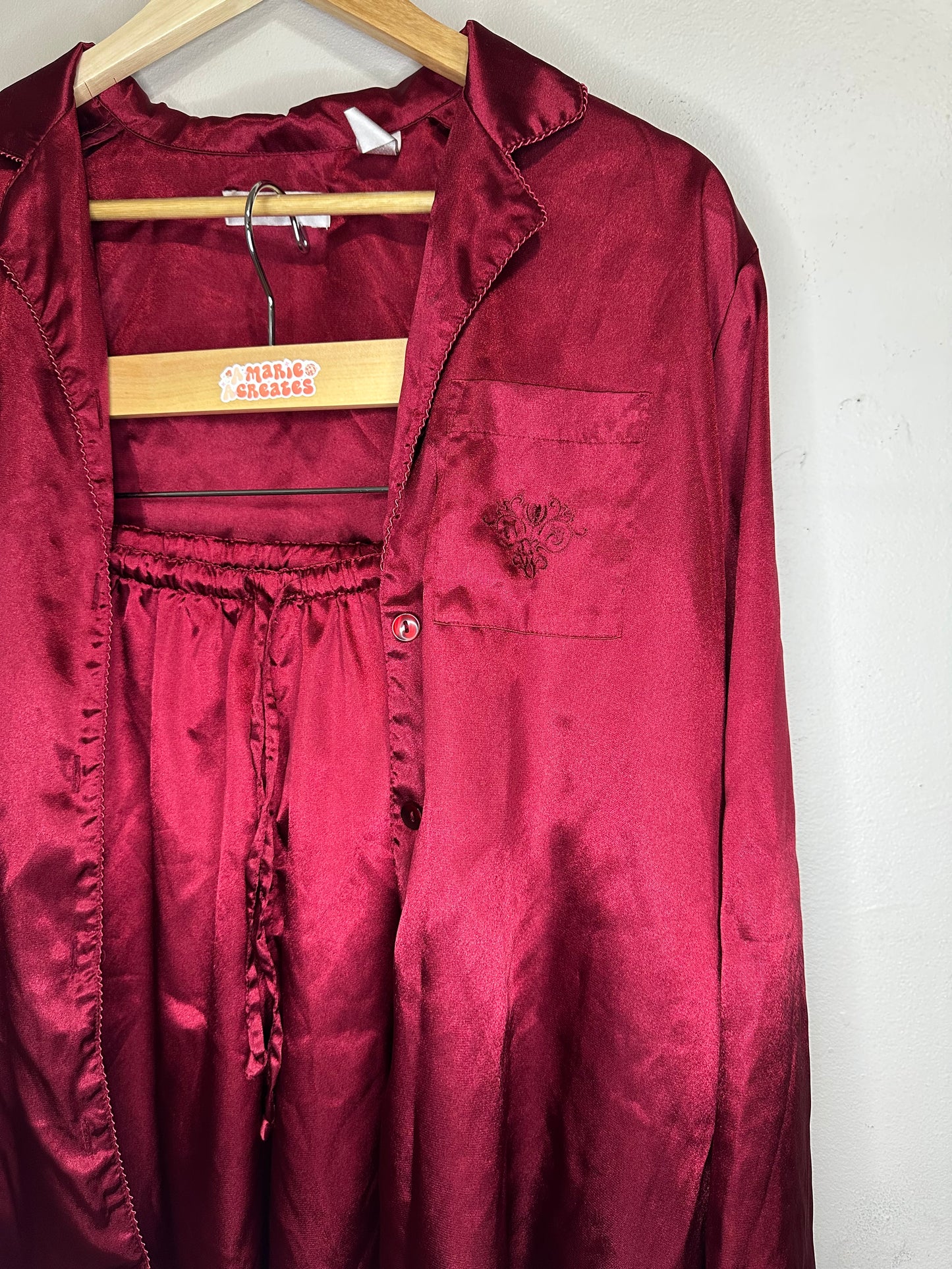 Medium Maroon Silk PJ Set