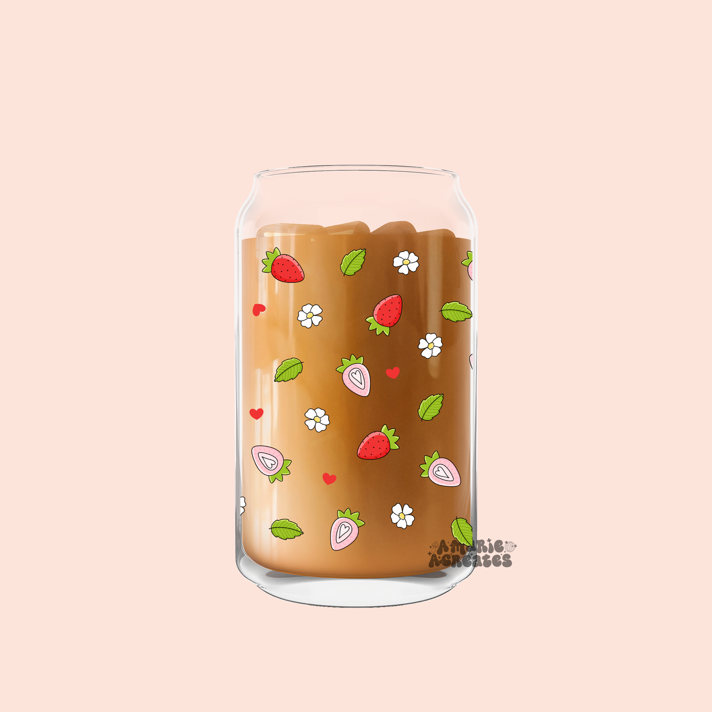 Strawberries & Flowers Glass Cup