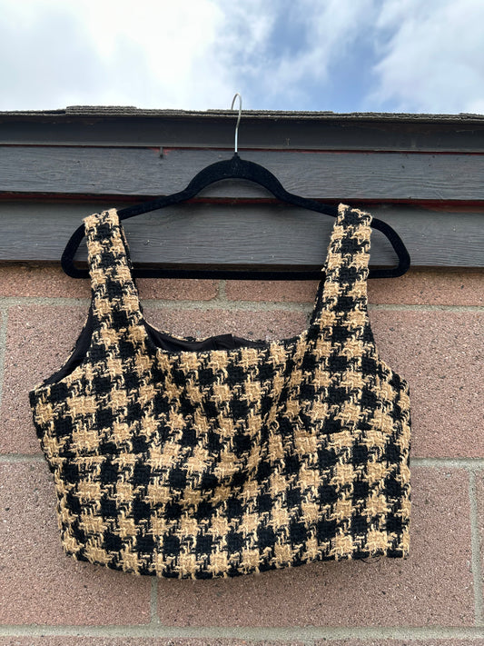 Large Tan/Black Crop Top