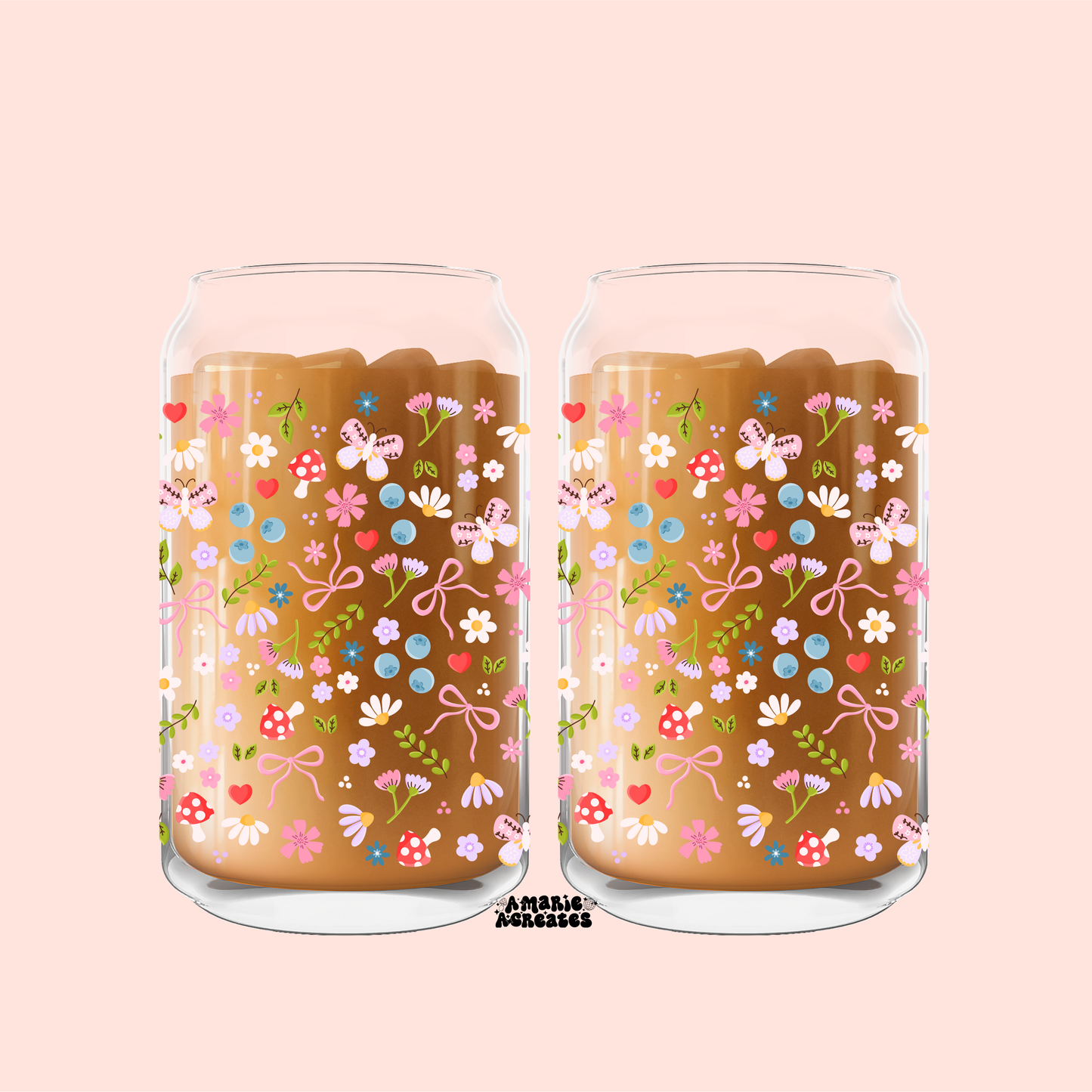 Butterfly Spring Garden Glass Cup