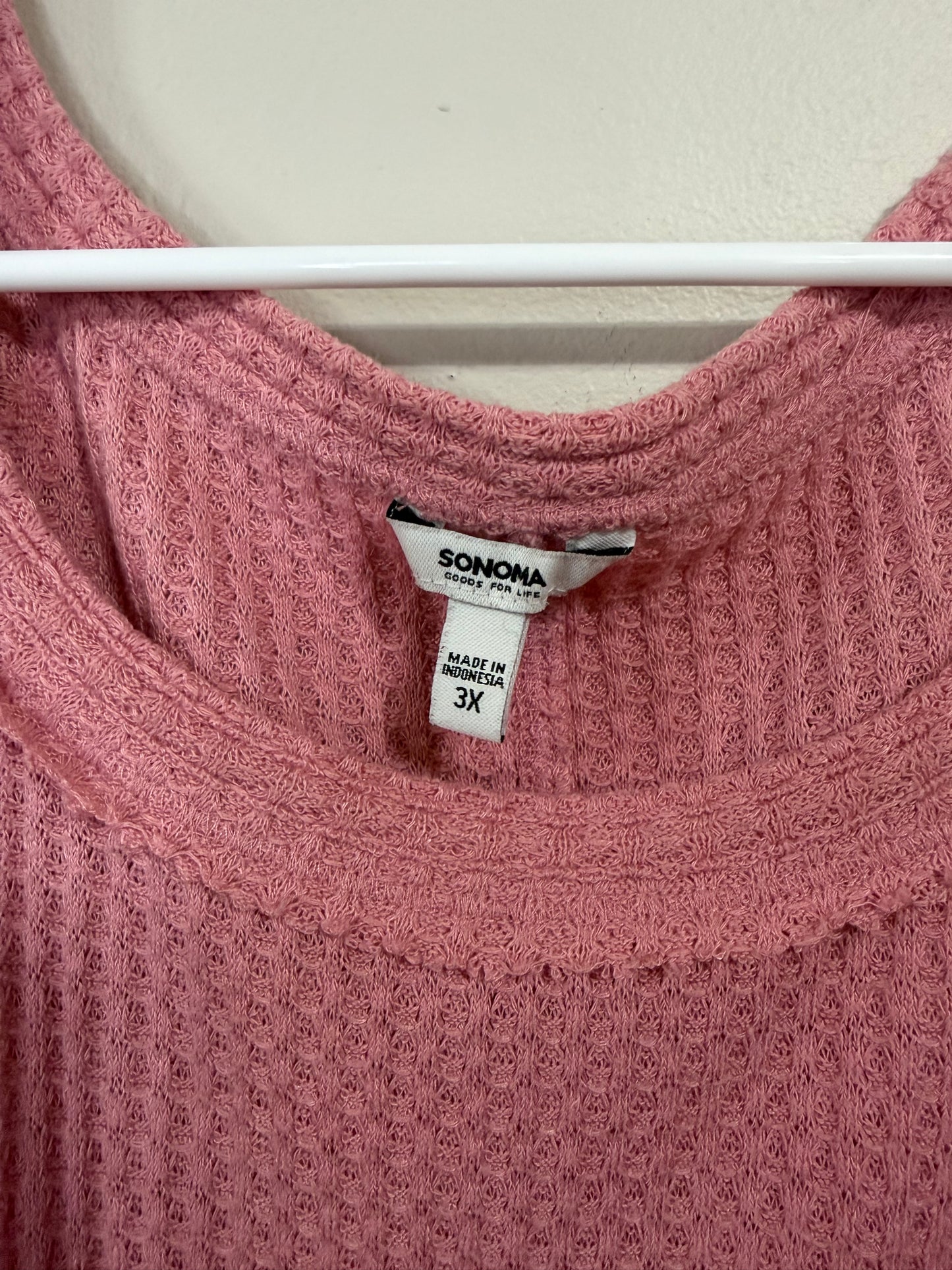 3x Pink Waffle Knit Long Sleeve