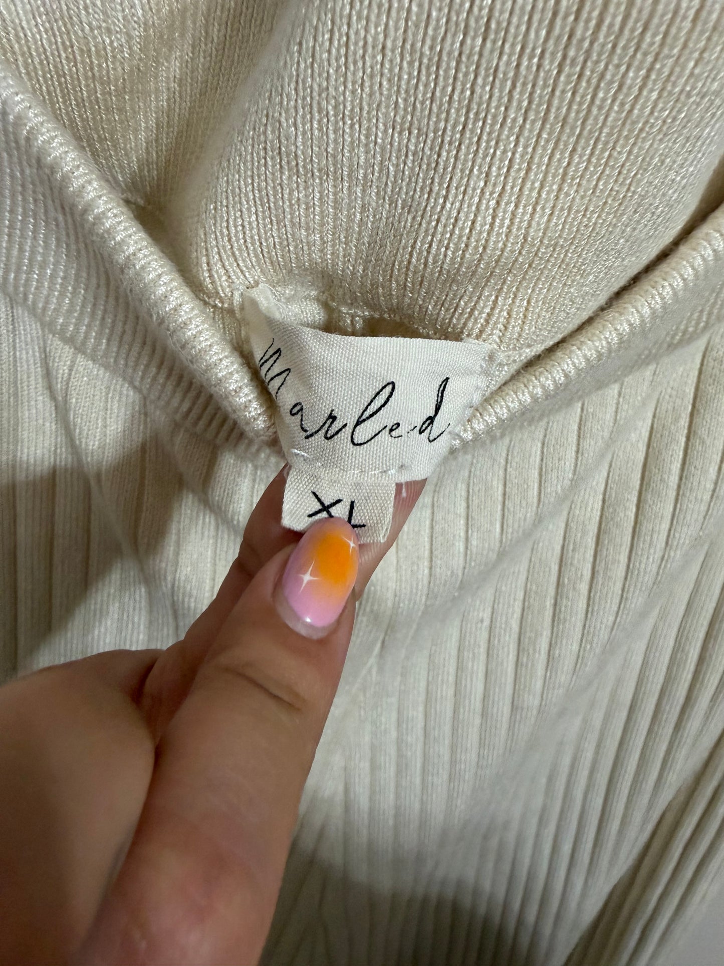 XL Cream Ribbed Pants