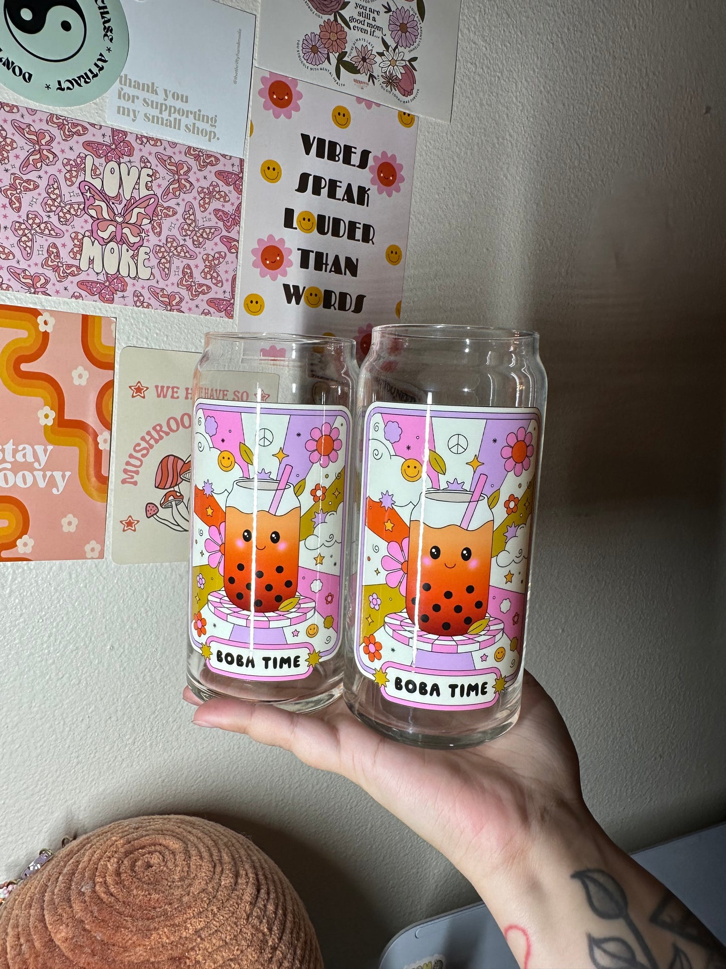 Boba Time Glass Cup