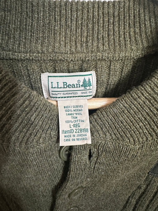 Large Unisex Henley Green Sweater