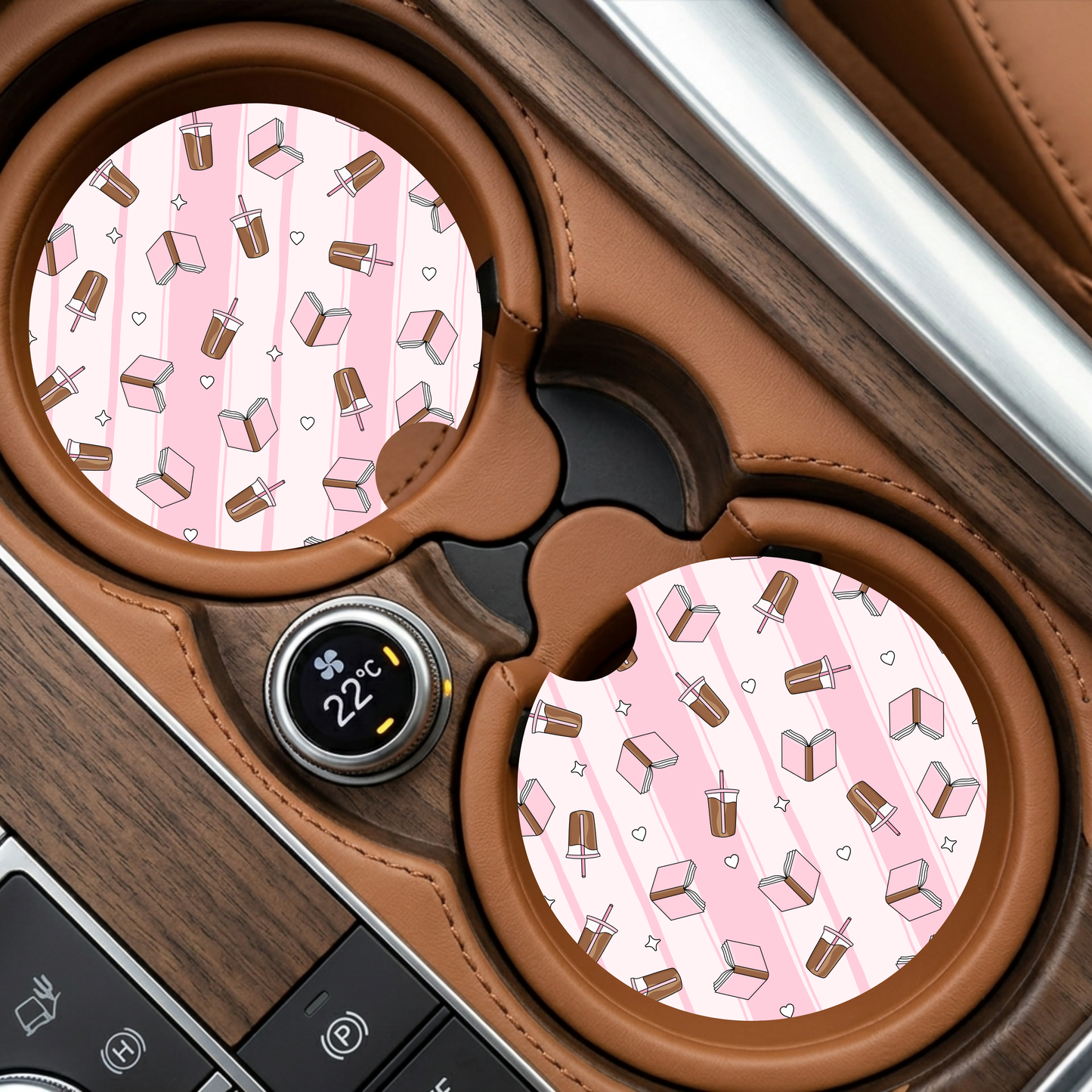 Iced Coffee & Books Car Coaster