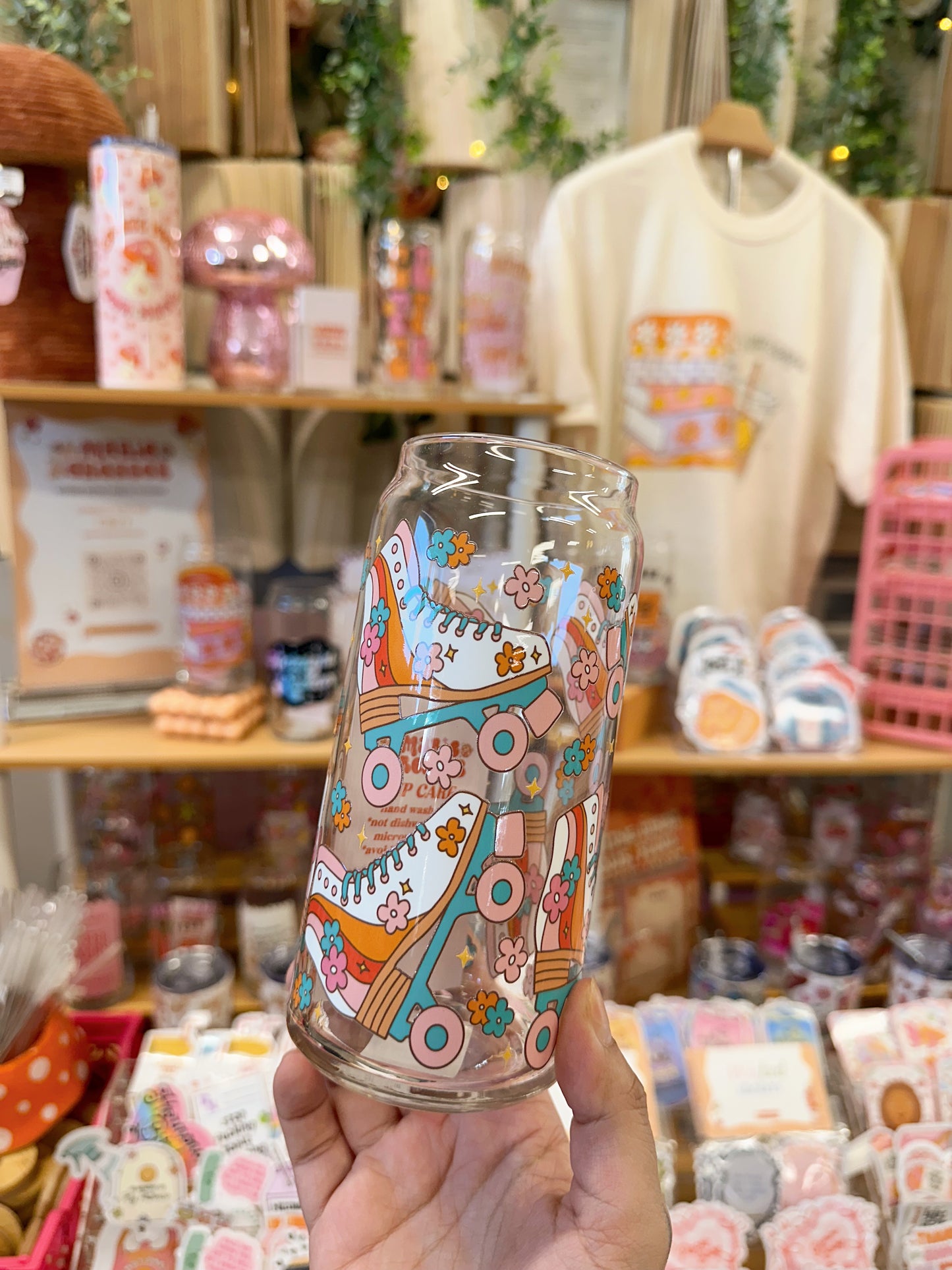 Groovy Roller Skates Glass Cup