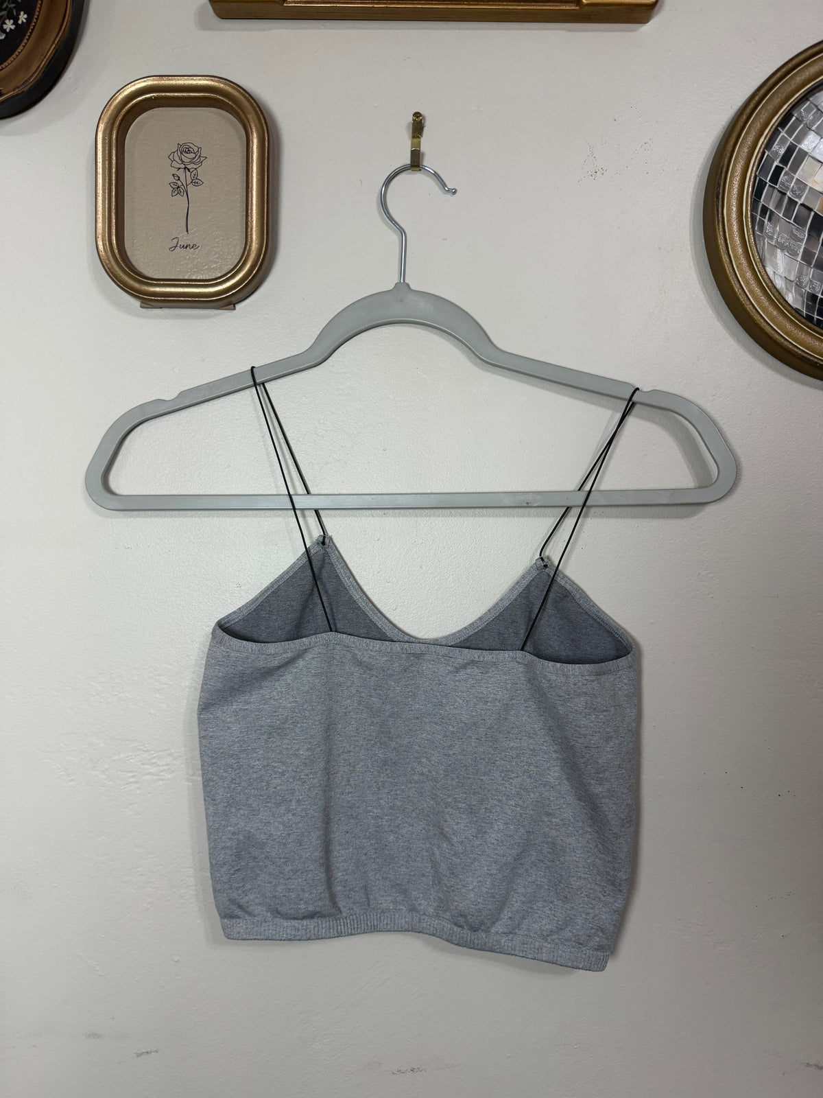 M/L Grey Thin Strapped Crop Tank/Bra
