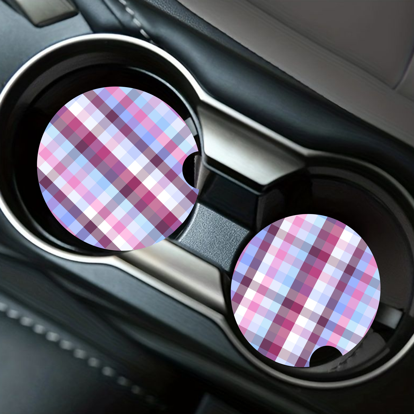 Plum Plaid Car Coaster