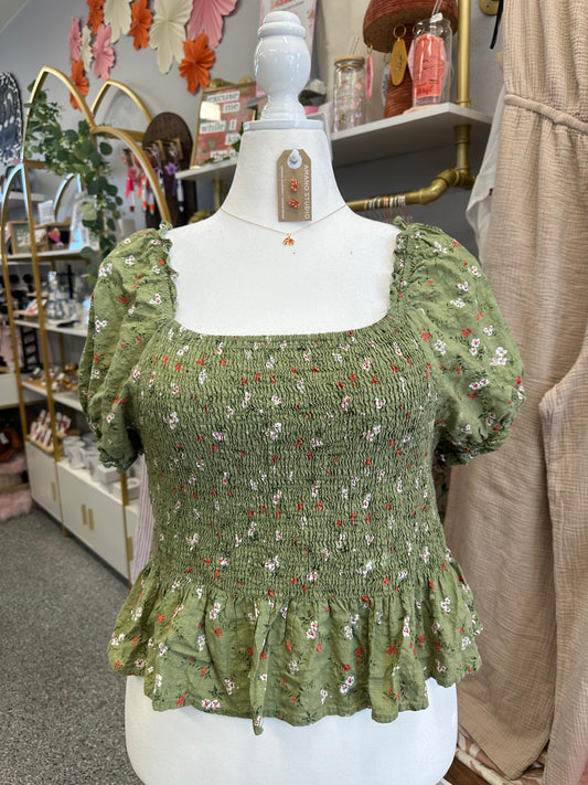 3XL Green Floral Top