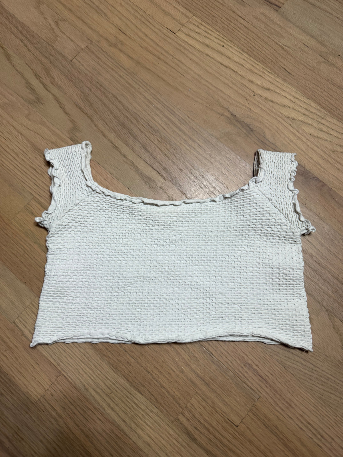 Medium White Smocked Crop Top