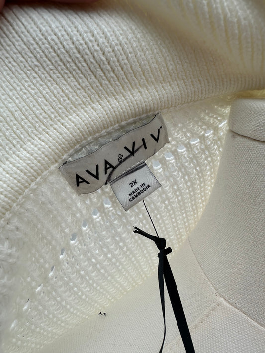 2X White Chunky Sweater