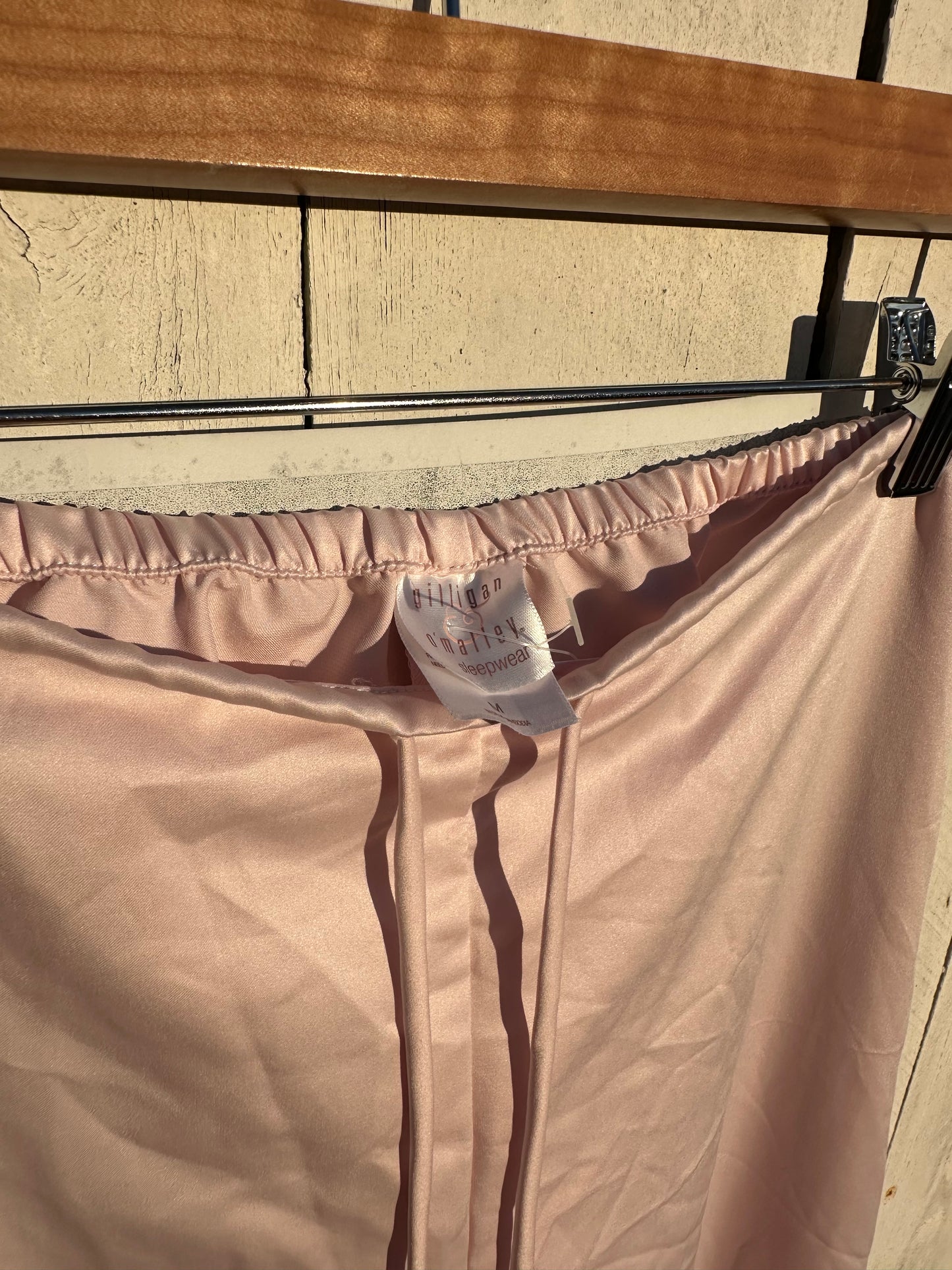 M/L Baby Pink Satin Pajama Pants