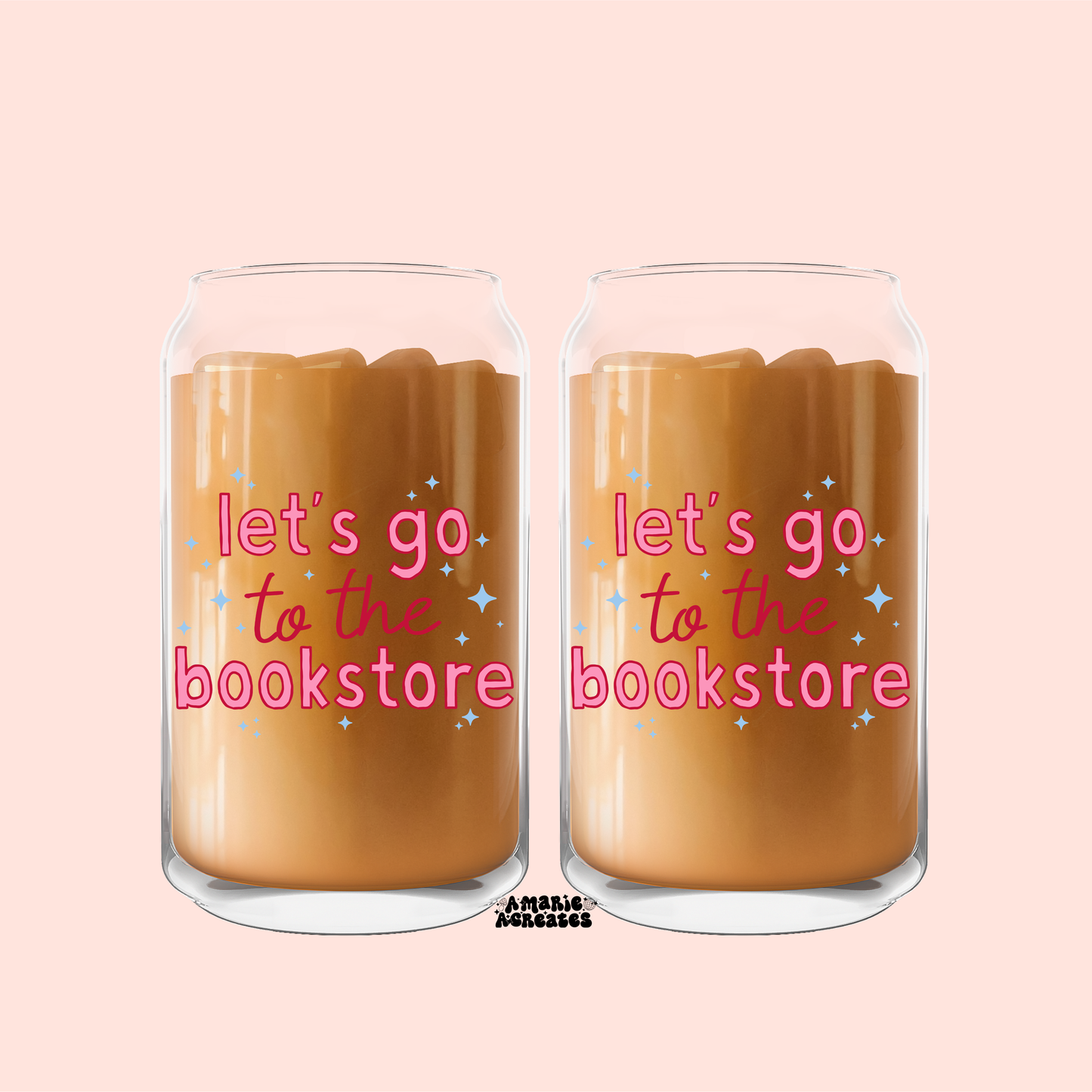 Lets Go To The Bookstore Glass Cup
