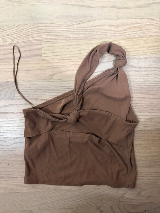 Small Brown One Shoulder Tank w/ Open Back Cut Out