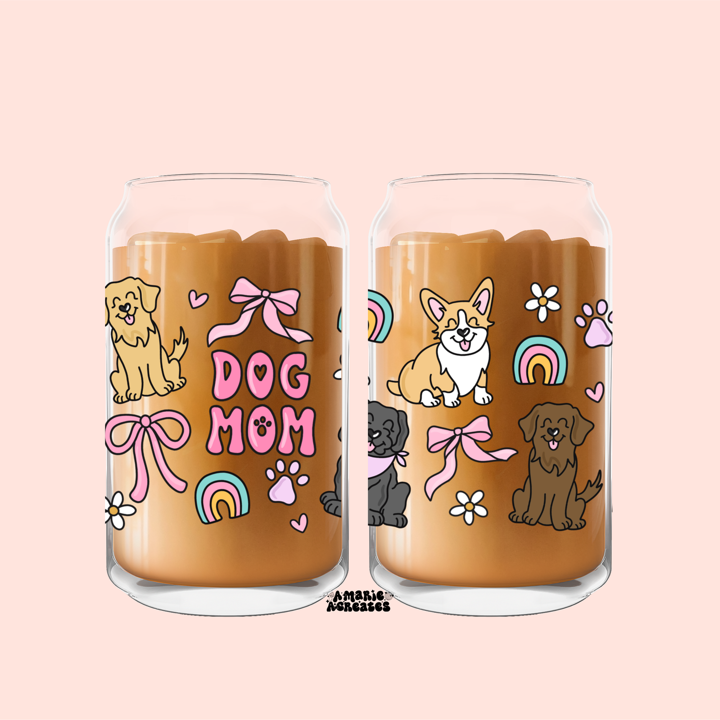 Dog Mom Glass Cup
