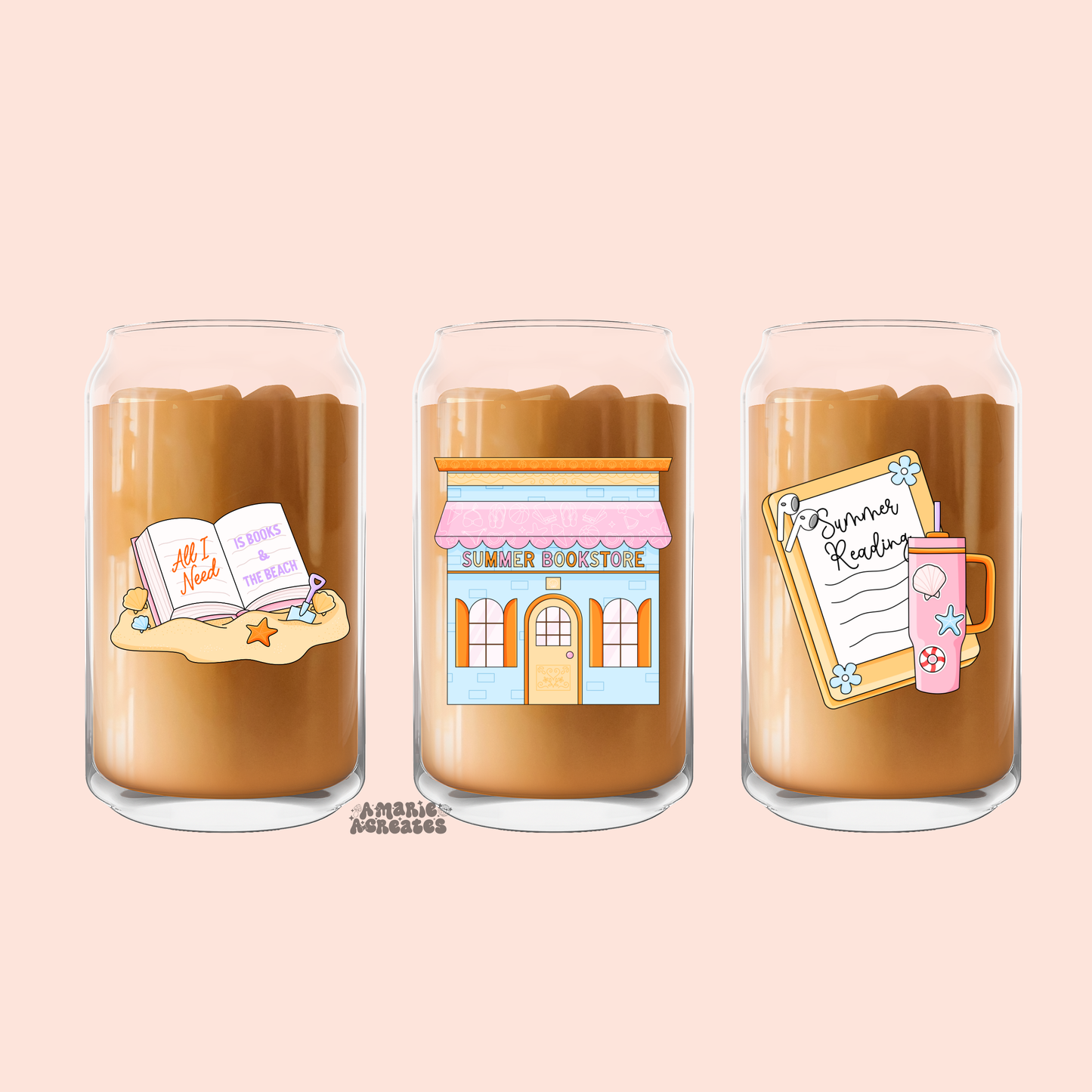 Summer Bookish Glass Cup