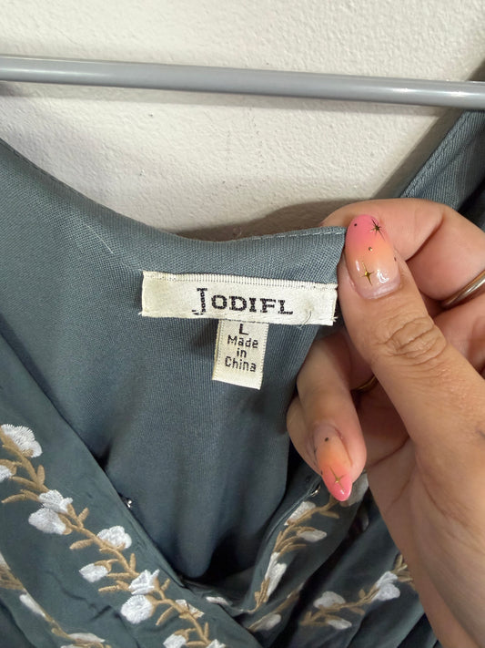 Large Blue Floral Maxi Dress w/ Tie